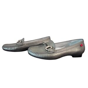 Marc Joseph New York Grand St Metallic Pewter Leather Bit Loafers Womens 8.5